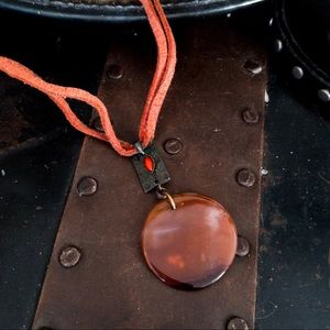 Vtg antique style red agate bohemian necklace